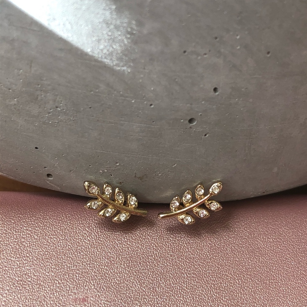 Anthropologie Gold Leaf Earrings